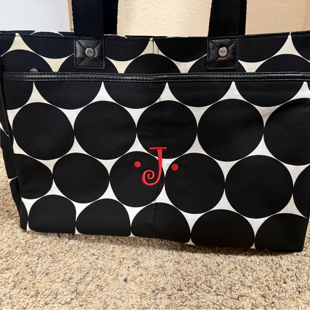 Thirty-One Black and White Circle Laptop/file bag. Like NEW condition.